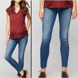 AG Jeans Mama Over the Belly Maternity Medium Wash Skinny Jeans 26 Pregnancy